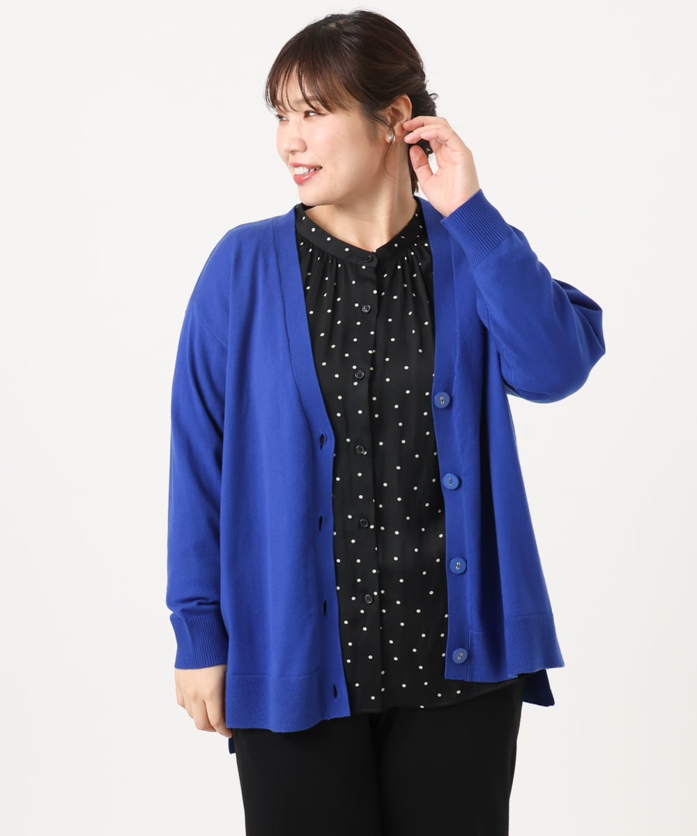 OLCKA05099 eur3(エウルキューブ) 【大きいサイズ/洗える】Vネックカーディガン ブルー(55)