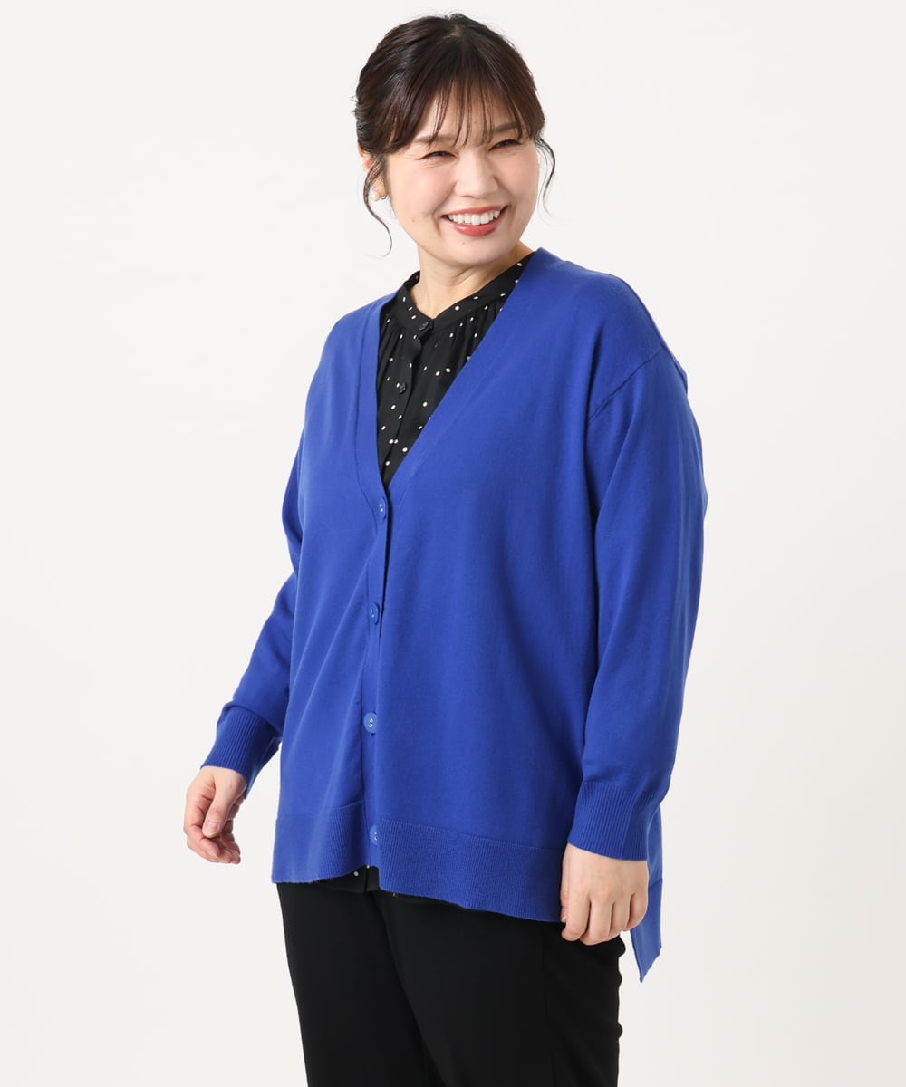 OLCKA05099 eur3(エウルキューブ) 【大きいサイズ/洗える】Vネックカーディガン ブルー(55)