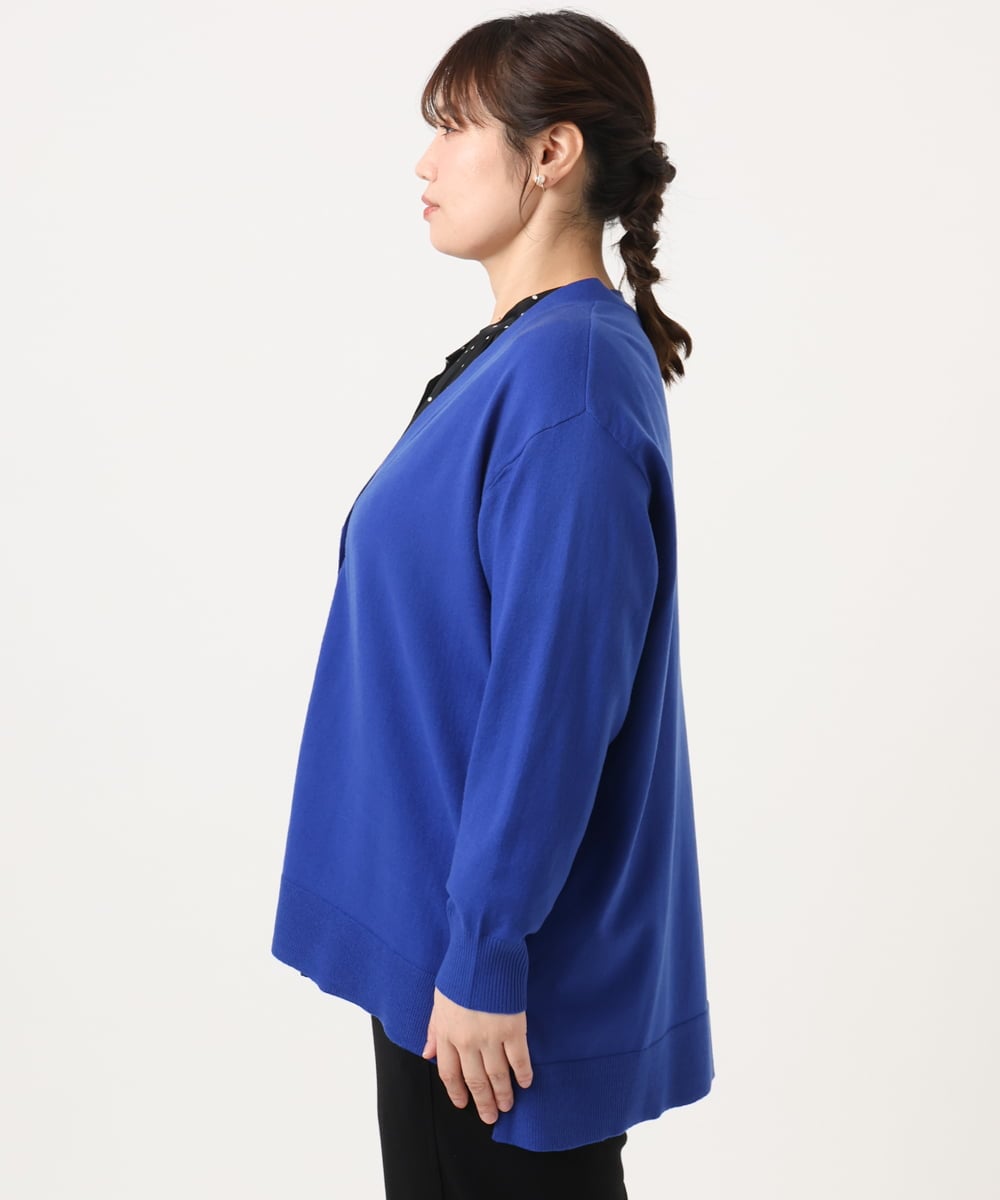OLCKA05099 eur3(エウルキューブ) 【大きいサイズ/洗える】Vネックカーディガン ブルー(55)