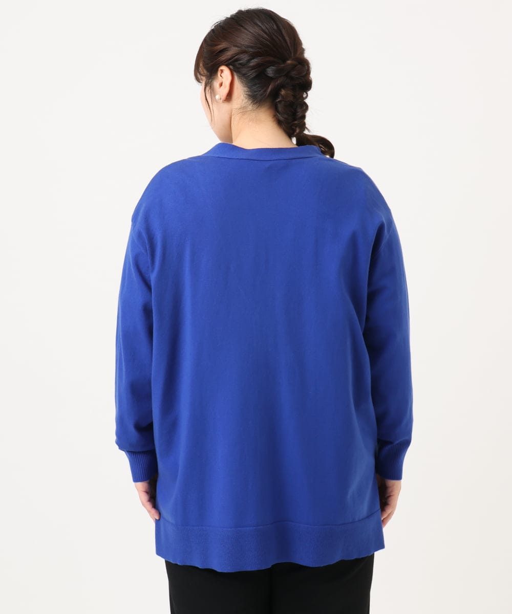 OLCKA05099 eur3(エウルキューブ) 【大きいサイズ/洗える】Vネックカーディガン ブルー(55)