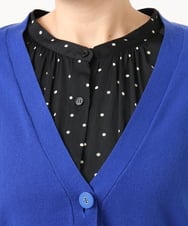OLCKA05099 eur3(エウルキューブ) 【大きいサイズ/洗える】Vネックカーディガン ブルー(55)