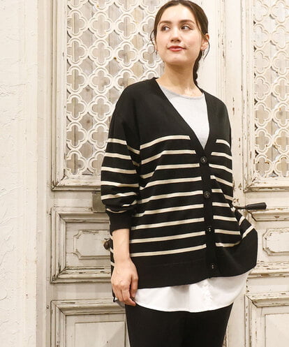OLCKA05099 eur3 【大きいサイズ/洗える】Vネックカーディガン