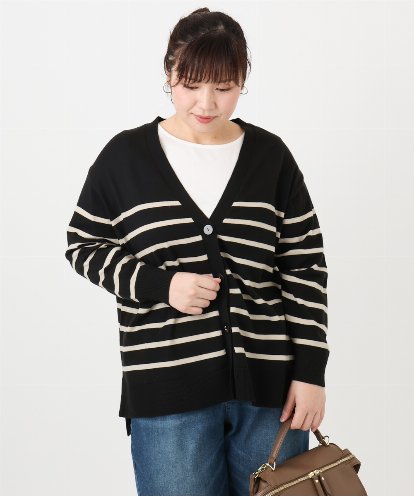 OLCKA05099 eur3 【大きいサイズ/洗える】Vネックカーディガン