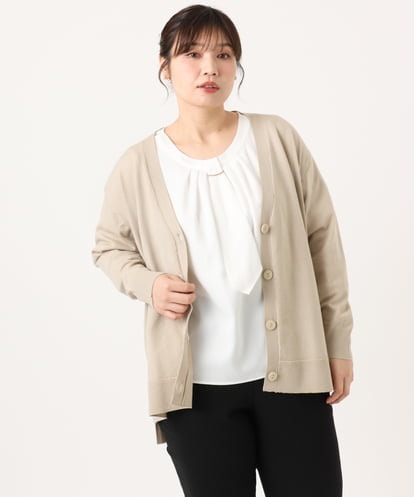 OLCKA05099 eur3 【大きいサイズ/洗える】Vネックカーディガン