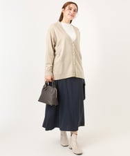 OLCKA05099 eur3(エウルキューブ) 【大きいサイズ/洗える】Vネックカーディガン グレージュ(89)