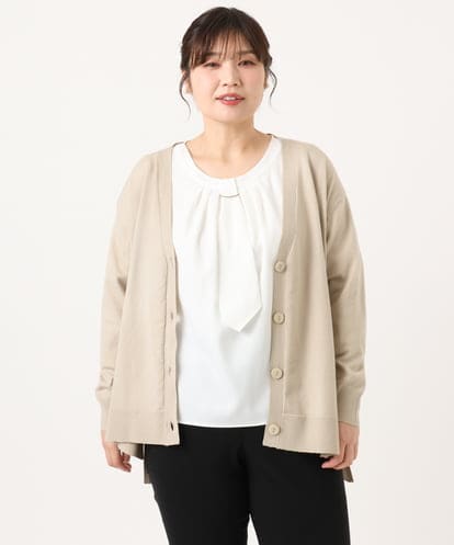 OLCKA05099 eur3 【大きいサイズ/洗える】Vネックカーディガン