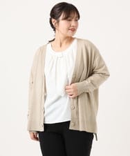 OLCKA05099 eur3(エウルキューブ) 【大きいサイズ/洗える】Vネックカーディガン グレージュ(89)