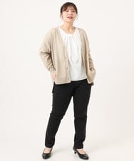 OLCKA05099 eur3(エウルキューブ) 【大きいサイズ/洗える】Vネックカーディガン グレージュ(89)