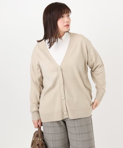 OLCKA05099 eur3 【大きいサイズ/洗える】Vネックカーディガン