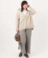 OLCKA05099 eur3(エウルキューブ) 【大きいサイズ/洗える】Vネックカーディガン グレージュ(89)