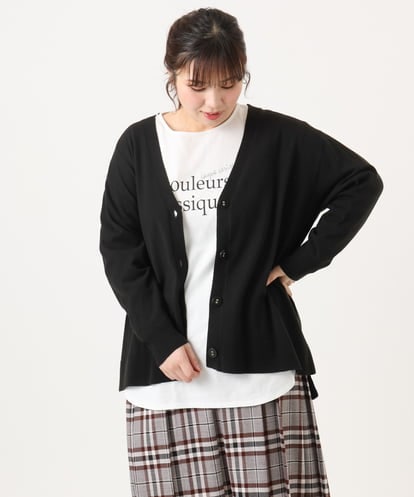 OLCKA05099 eur3 【大きいサイズ/洗える】Vネックカーディガン