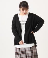 OLCKA05099 eur3(エウルキューブ) 【大きいサイズ/洗える】Vネックカーディガン ブラック(94)