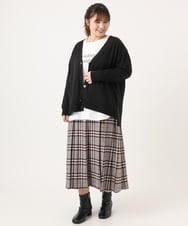 OLCKA05099 eur3(エウルキューブ) 【大きいサイズ/洗える】Vネックカーディガン ブラック(94)