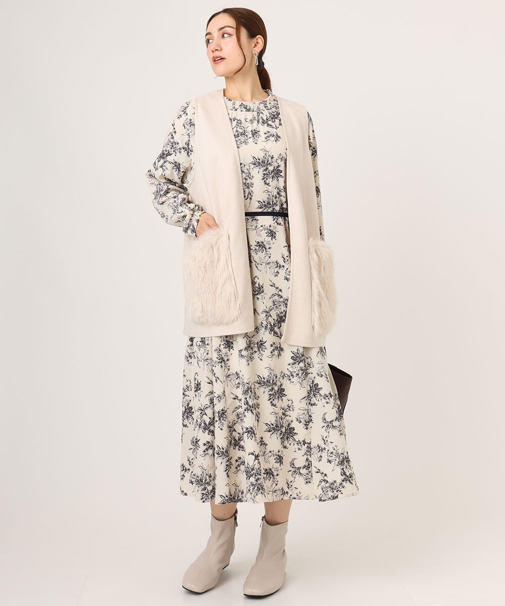 OLCKA07099 eur3(エウルキューブ) 【WEB先行販売】【大きいサイズ】ファーポケットベスト アイボリー(80)