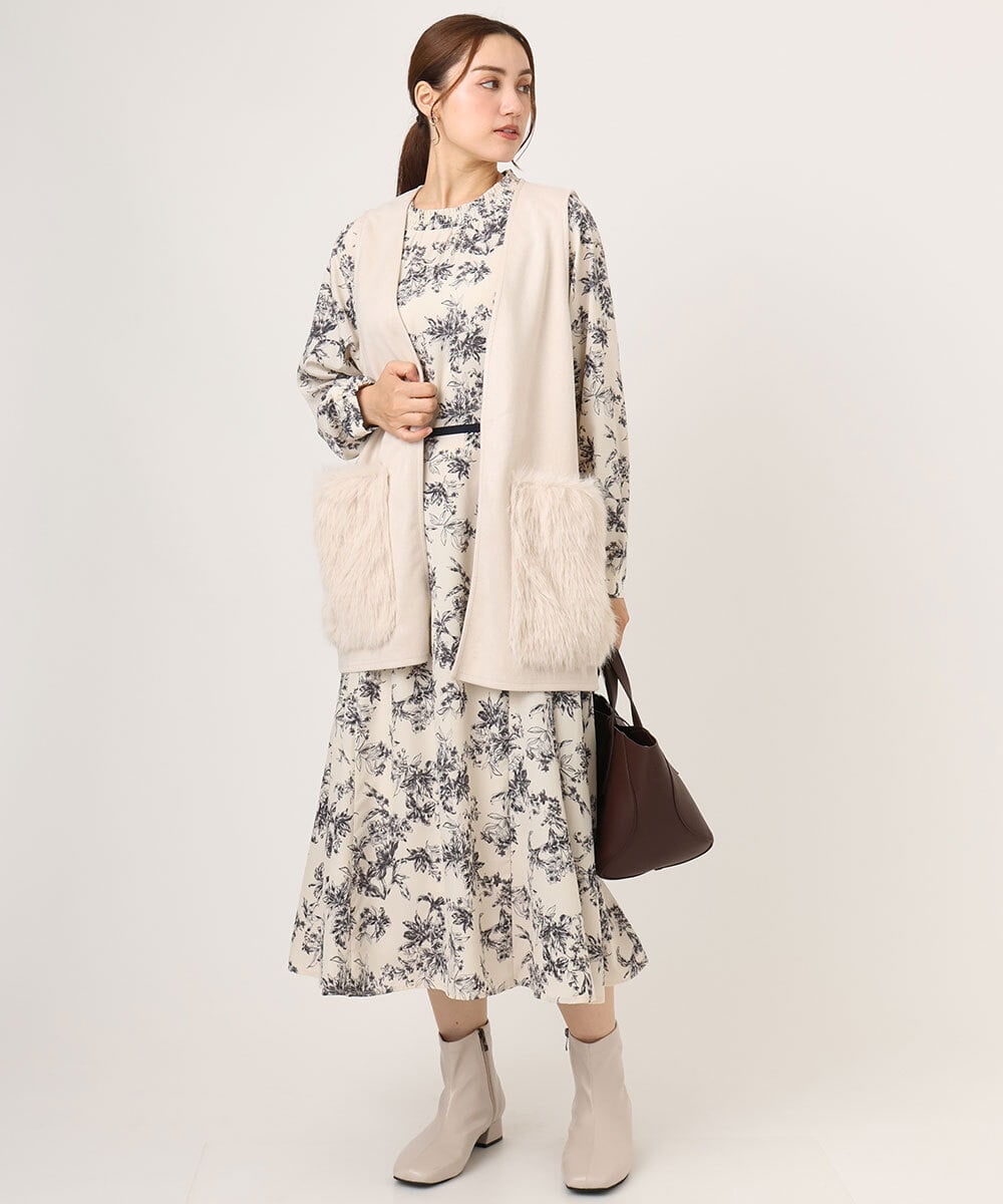 OLCKA07099 eur3(エウルキューブ) 【WEB先行販売】【大きいサイズ】ファーポケットベスト アイボリー(80)