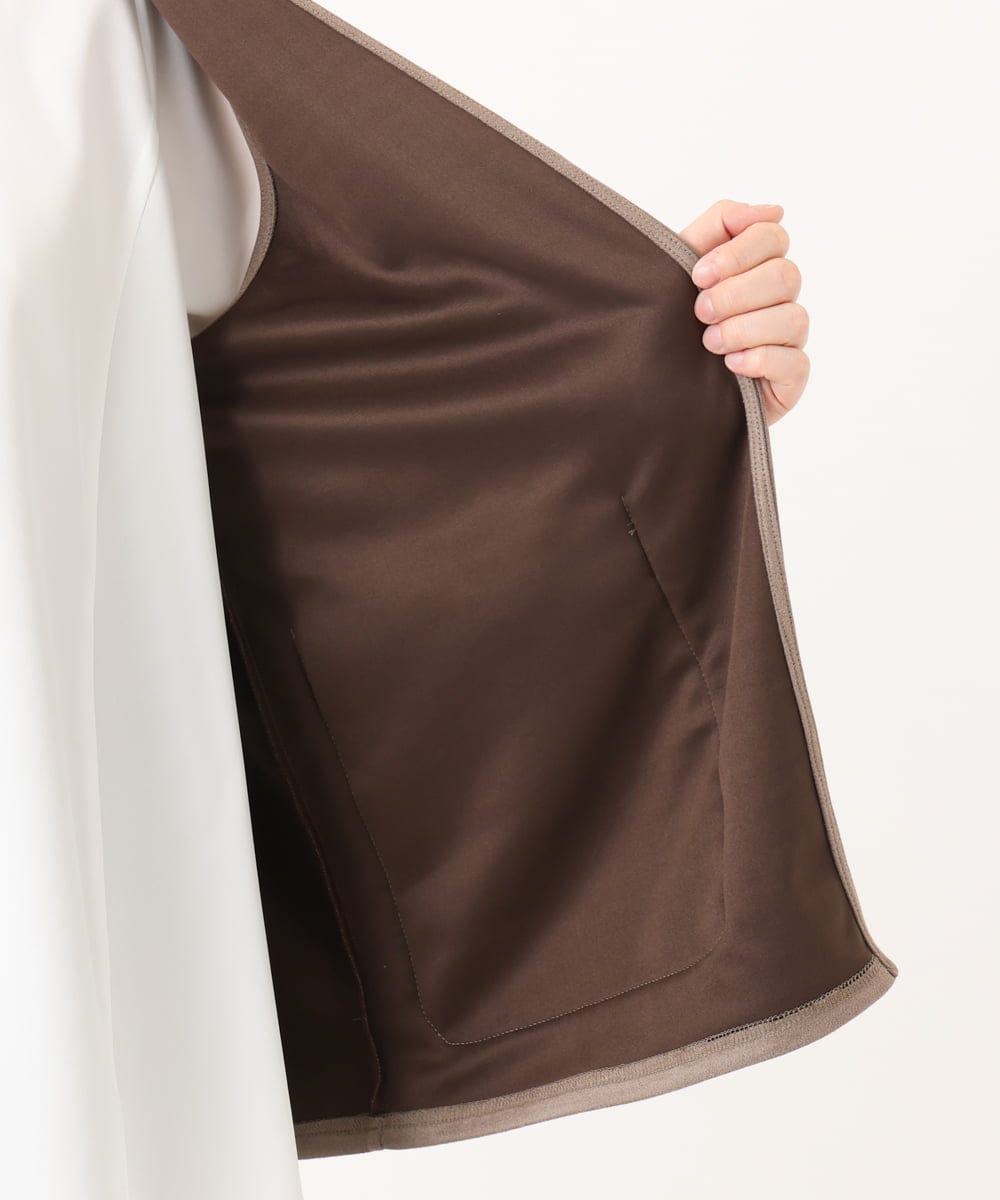 OLCKA07099 eur3(エウルキューブ) 【WEB先行販売】【大きいサイズ】ファーポケットベスト モカ(84)