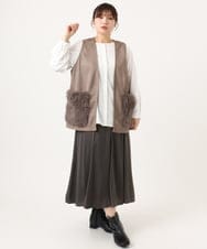 OLCKA07099 eur3(エウルキューブ) 【WEB先行販売】【大きいサイズ】ファーポケットベスト モカ(84)
