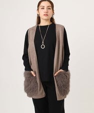 OLCKA07099 eur3(エウルキューブ) 【WEB先行販売】【大きいサイズ】ファーポケットベスト モカ(84)