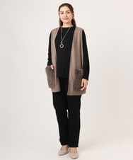 OLCKA07099 eur3(エウルキューブ) 【WEB先行販売】【大きいサイズ】ファーポケットベスト モカ(84)