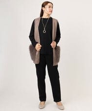 OLCKA07099 eur3(エウルキューブ) 【WEB先行販売】【大きいサイズ】ファーポケットベスト モカ(84)