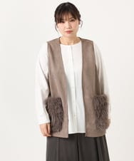 OLCKA07099 eur3(エウルキューブ) 【WEB先行販売】【大きいサイズ】ファーポケットベスト モカ(84)