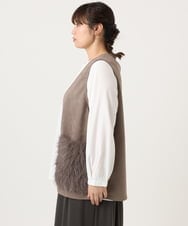 OLCKA07099 eur3(エウルキューブ) 【WEB先行販売】【大きいサイズ】ファーポケットベスト モカ(84)