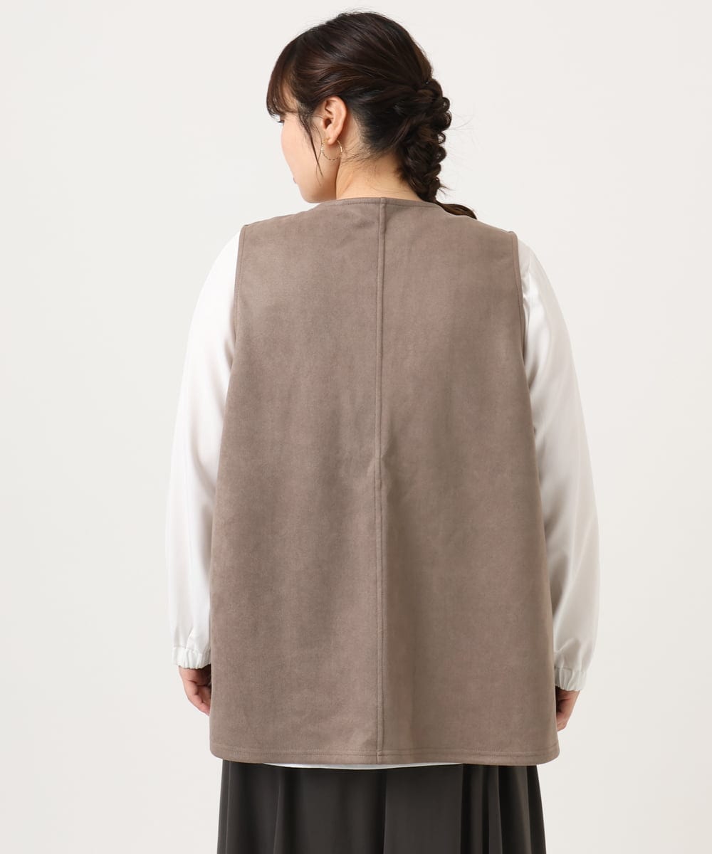 OLCKA07099 eur3(エウルキューブ) 【WEB先行販売】【大きいサイズ】ファーポケットベスト モカ(84)