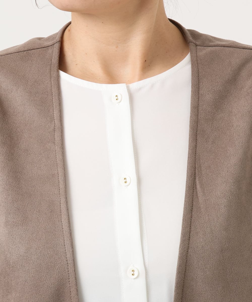 OLCKA07099 eur3(エウルキューブ) 【WEB先行販売】【大きいサイズ】ファーポケットベスト モカ(84)
