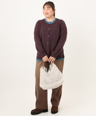 OLCKD02099 eur3(エウルキューブ) 【大きいサイズ】バイカラーレイヤード風カーディガン ダークパープル