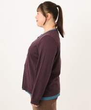 OLCKD02099 eur3(エウルキューブ) 【大きいサイズ】バイカラーレイヤード風カーディガン ダークパープル