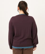 OLCKD02099 eur3(エウルキューブ) 【大きいサイズ】バイカラーレイヤード風カーディガン ダークパープル