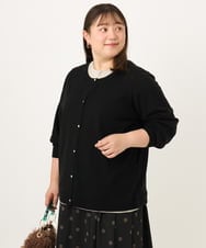 OLCKD02099 eur3(エウルキューブ) 【大きいサイズ】バイカラーレイヤード風カーディガン ブラック