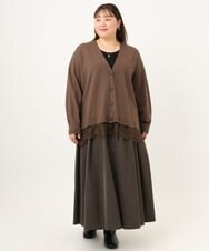 OLCKD03099 eur3(エウルキューブ) 【WEB先行販売】【大きいサイズ】裾レースVネックカーディガン モカ