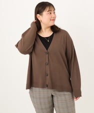 OLCKD03099 eur3(エウルキューブ) 【WEB先行販売】【大きいサイズ】裾レースVネックカーディガン モカ
