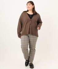 OLCKD03099 eur3(エウルキューブ) 【WEB先行販売】【大きいサイズ】裾レースVネックカーディガン モカ