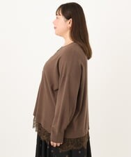 OLCKD03099 eur3(エウルキューブ) 【WEB先行販売】【大きいサイズ】裾レースVネックカーディガン モカ
