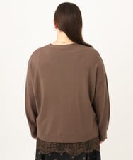 OLCKD03099 eur3(エウルキューブ) 【WEB先行販売】【大きいサイズ】裾レースVネックカーディガン モカ