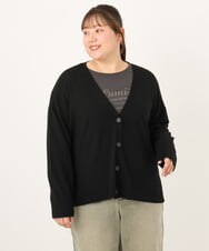 OLCKD03099 eur3(エウルキューブ) 【WEB先行販売】【大きいサイズ】裾レースVネックカーディガン ブラック