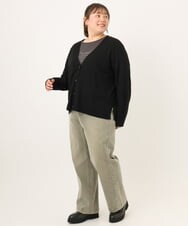 OLCKD03099 eur3(エウルキューブ) 【WEB先行販売】【大きいサイズ】裾レースVネックカーディガン ブラック