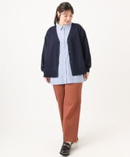 OLCKD04109 eur3(エウルキューブ) 【WEB先行販売】【大きいサイズ】シャツドッキングニットカーディガン ネイビー