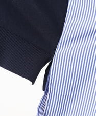 OLCKD04109 eur3(エウルキューブ) 【WEB先行販売】【大きいサイズ】シャツドッキングニットカーディガン ネイビー