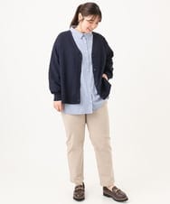 OLCKD04109 eur3(エウルキューブ) 【WEB先行販売】【大きいサイズ】シャツドッキングニットカーディガン ネイビー