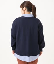 OLCKD04109 eur3(エウルキューブ) 【WEB先行販売】【大きいサイズ】シャツドッキングニットカーディガン ネイビー