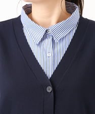 OLCKD04109 eur3(エウルキューブ) 【WEB先行販売】【大きいサイズ】シャツドッキングニットカーディガン ネイビー