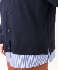 OLCKD04109 eur3(エウルキューブ) 【WEB先行販売】【大きいサイズ】シャツドッキングニットカーディガン ネイビー