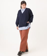 OLCKD04109 eur3(エウルキューブ) 【WEB先行販売】【大きいサイズ】シャツドッキングニットカーディガン ネイビー