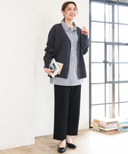 OLCKD04109 eur3(エウルキューブ) 【WEB先行販売】【大きいサイズ】シャツドッキングニットカーディガン ダークグレー