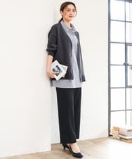 OLCKD04109 eur3(エウルキューブ) 【WEB先行販売】【大きいサイズ】シャツドッキングニットカーディガン ダークグレー