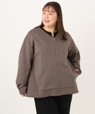 OLCKD05109 eur3(エウルキューブ) 【WEB先行販売】【大きいサイズ】Vネックダンボールブルゾン ダークグレー
