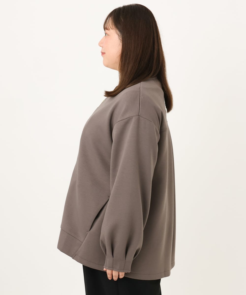OLCKD05109 eur3(エウルキューブ) 【WEB先行販売】【大きいサイズ】Vネックダンボールブルゾン ダークグレー